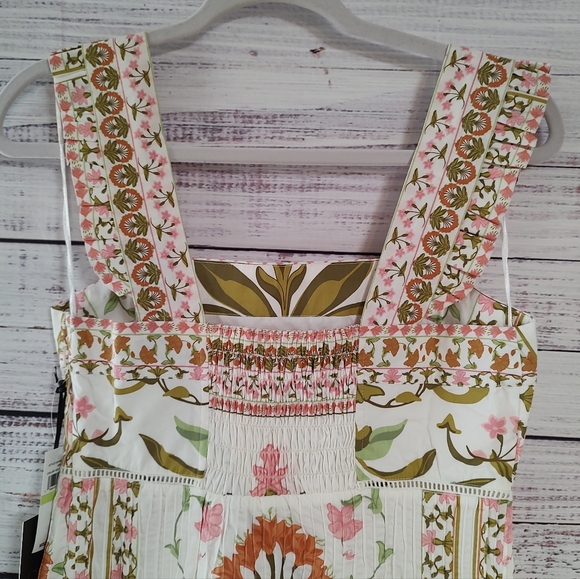 CeCe Print Pintuck Sleeveless Midi Dress Square Neck Size 4 NWT - Picture 4 of 7